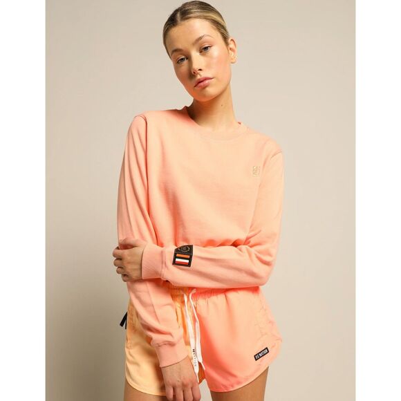 NWT - P.E NATION Clubhouse Sweater Soft Fiery Coral, Sz L - Picture 1 of 11